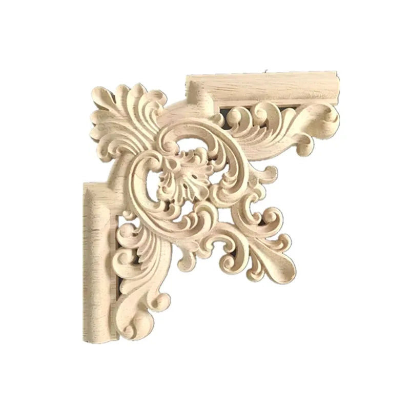 Holz Eckapplikation für Möbel & Heimdekoration, floral geschnitzt