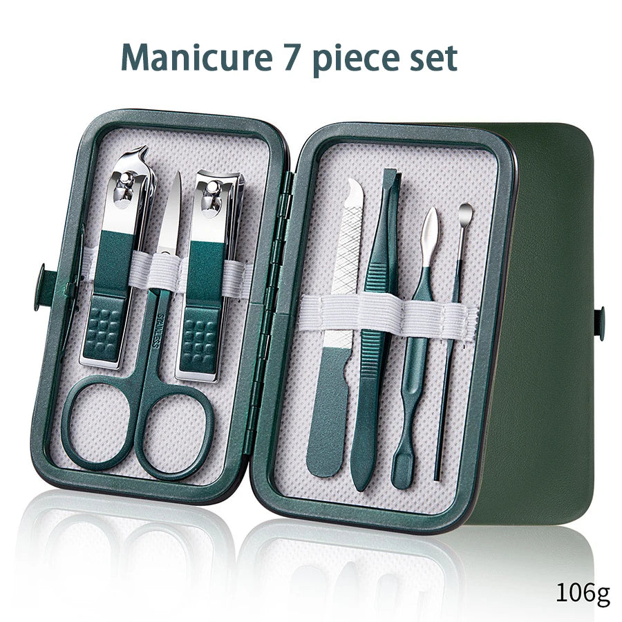 7-18tlg. Maniküre Set Nagelknipser Edelstahl mit Leder Reisetasche Unisex