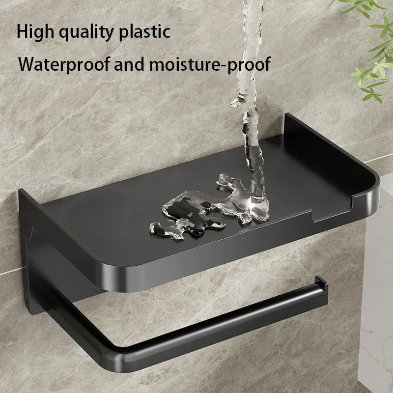 Lochfreier Toilettenpapierhalter Wandmontage mit Handyablage Bad WC