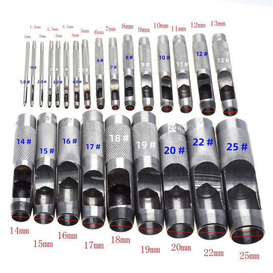 Lederwerkzeug Lochstanzer Set 1 bis 25 mm für Leder und Leinwand