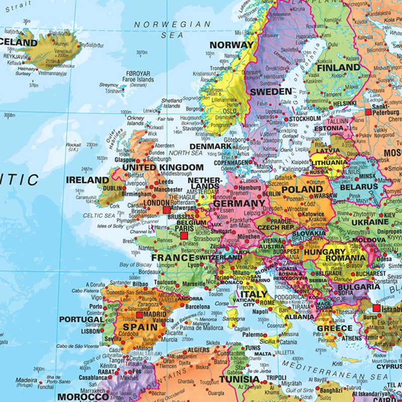 Lehrreiche Weltkarte als Wanddekoration und Lernhilfe