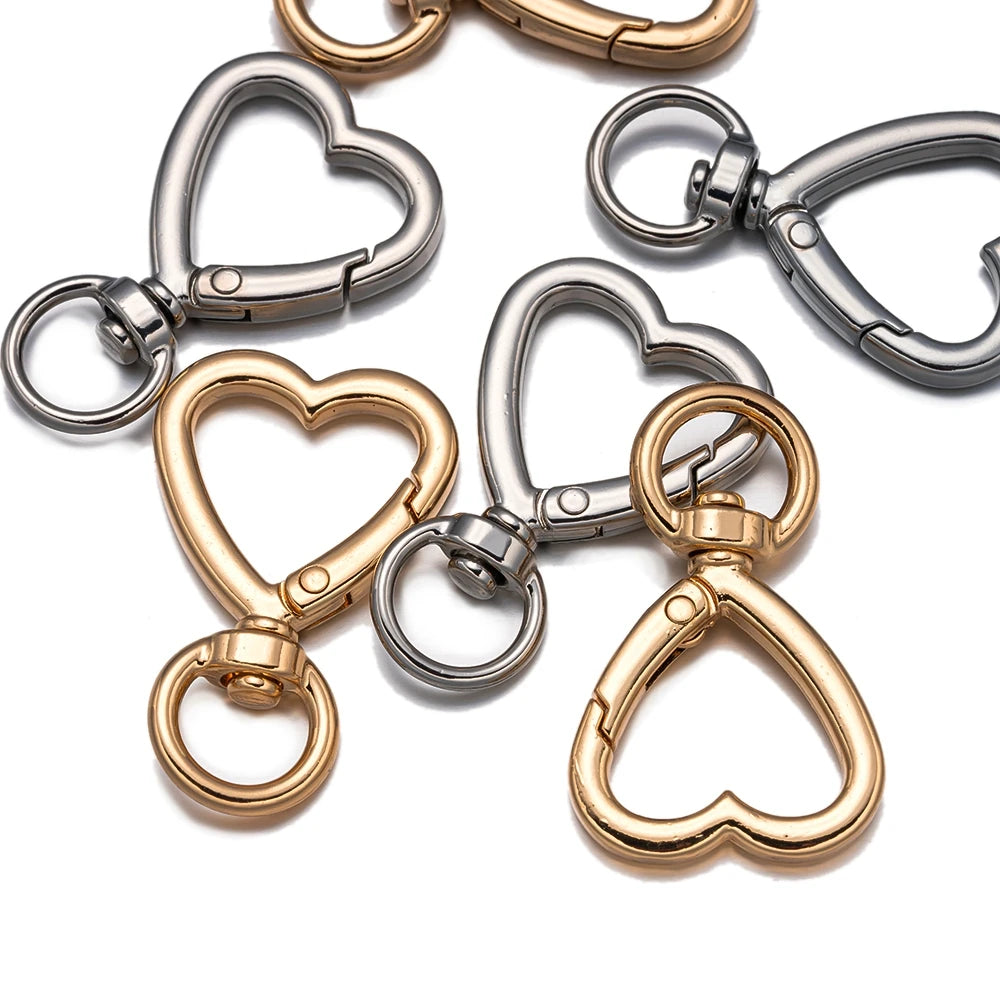 5er Set drehbare Metall-Karabiner mit Herzverschluss für Schmuck DIY
