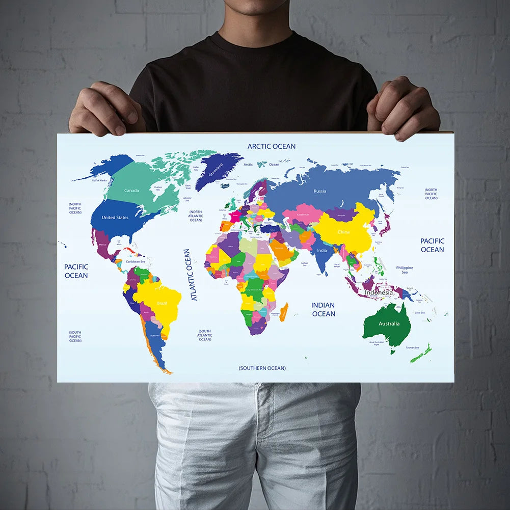 Dekorative Weltkarte Leinwand Poster für Büro und Zuhause