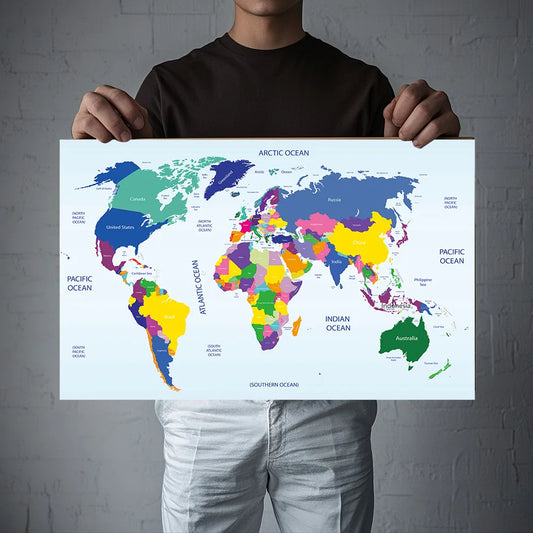 Dekorative Weltkarte Leinwand Poster für Büro und Zuhause