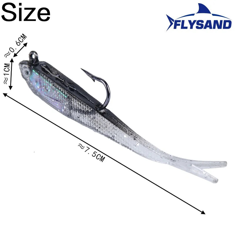 10er Set Silikon Angelköder Minnow mit Haken für Karpfen und Meer