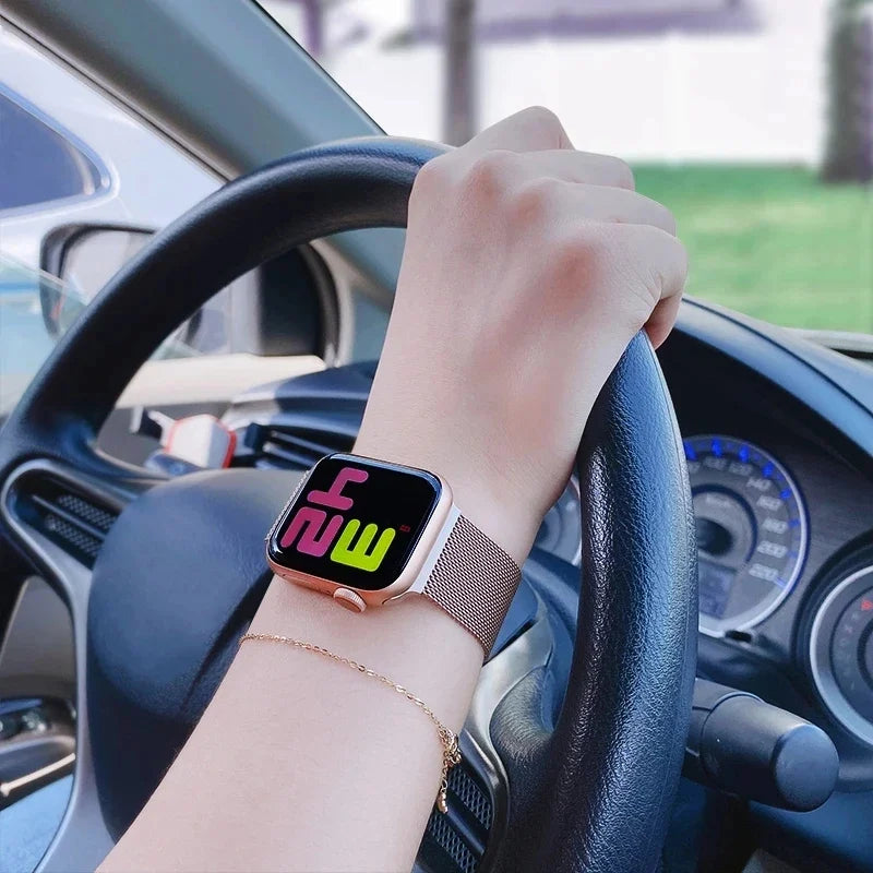 Edelstahl Mesh-Metallarmband mit Magnetverschluss für Smartwatches 38-49 mm