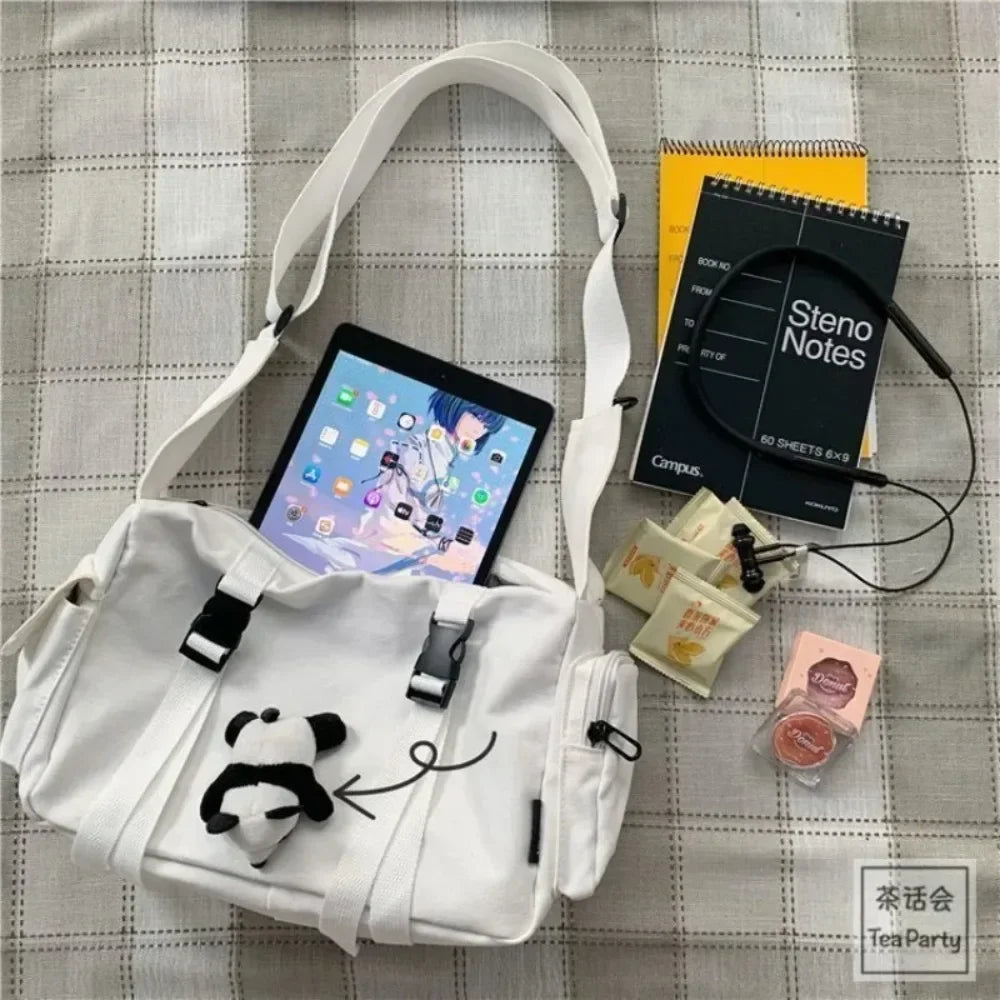 Japanische Leinwand Umhängetasche für Damen und Herren mit großer Kapazität