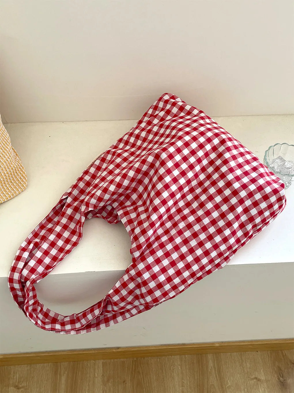 Vintage Plaid Damen Umhängetasche aus Baumwolle große Kapazität