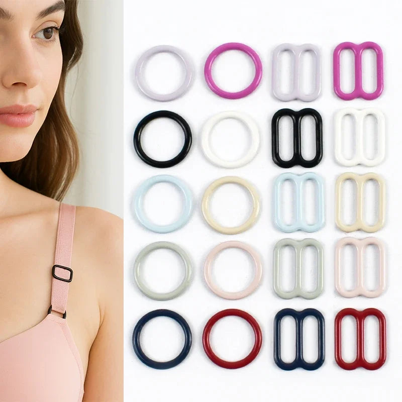 50 100er Set 10mm Einstellbare Bh Gurtschnallen O Ringe Karabiner Clips