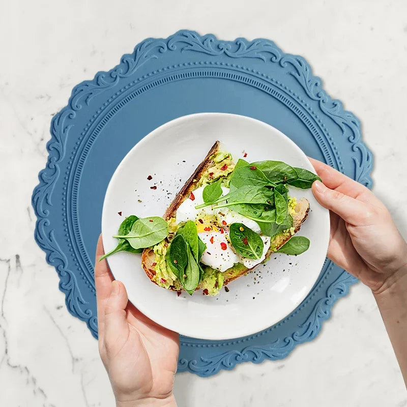 34cm runde Silikon Tischmatte Hitzebeständig Kaffee Untersetzer Rosa