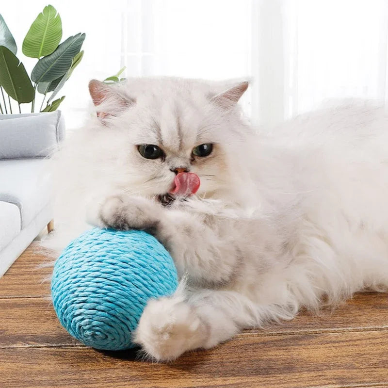 Katze Spielzeug Sisal Ball 10cm mit Sound für Beschäftigung - Krallenpflege