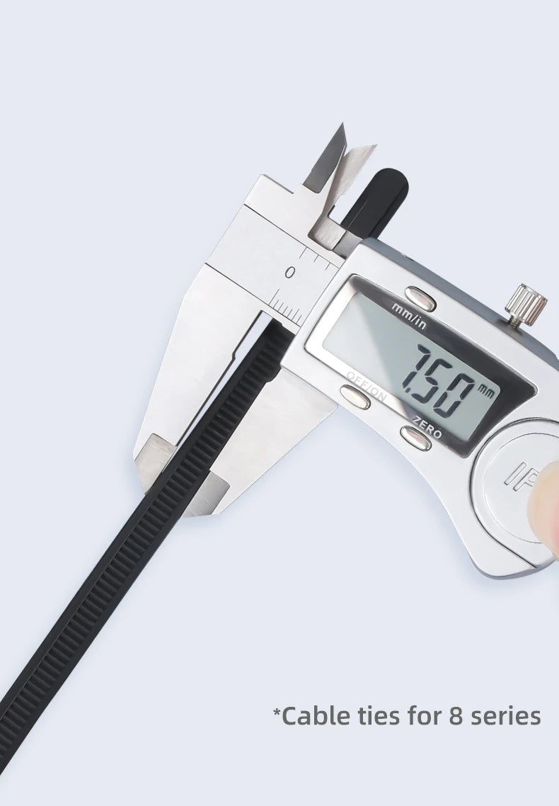 100x wiederverwendbare Nylon Kabelbinder schwarz 8x150-450 mm lösbar