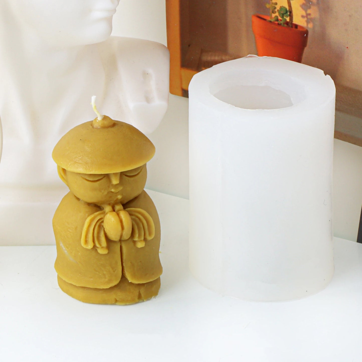 3D Silikon Kerzenform Kleine Buddha Mönch für DIY Dekoration