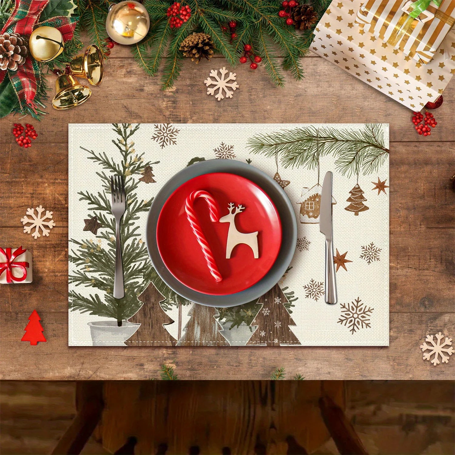 Festliche Weihnachtstischsets, waschbar, 30x45cm, für Küche & Esszimmer