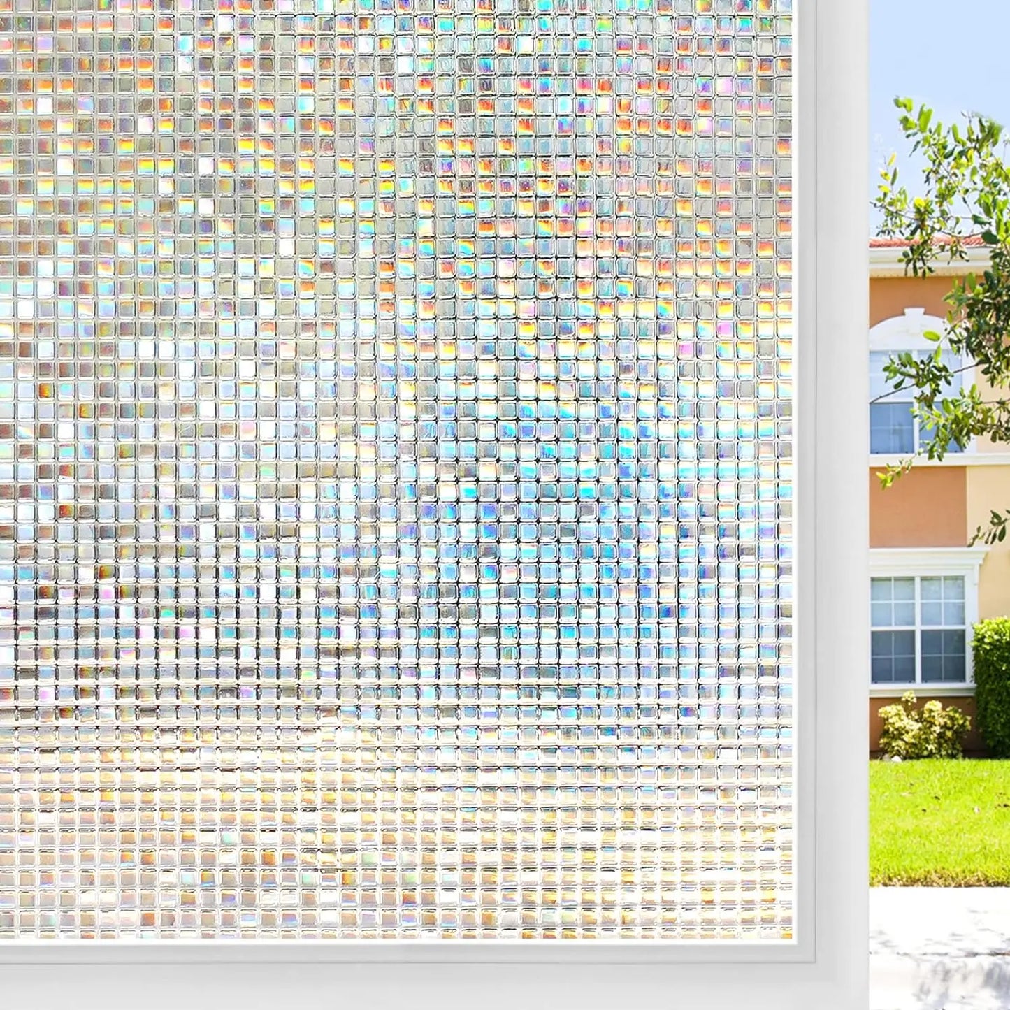Bunte Fenster Sichtschutzfolie Mosaik mit UV Schutz und statischer Haftung