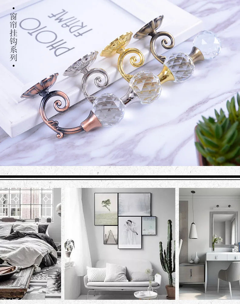 1 Paar Vorhanghaken aus Zinklegierung mit Kristalloptik für Wohnzimmer und Schlafzimmer-Yabubest - Home & More