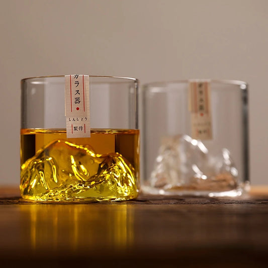 Japan 3D Mountain Whiskey Glas mit Geschenkbox, Old Fashioned Set