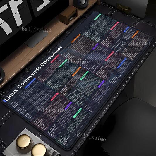 Rutschfestes großes Mauspad mit Linux Kommandos für Programmierer