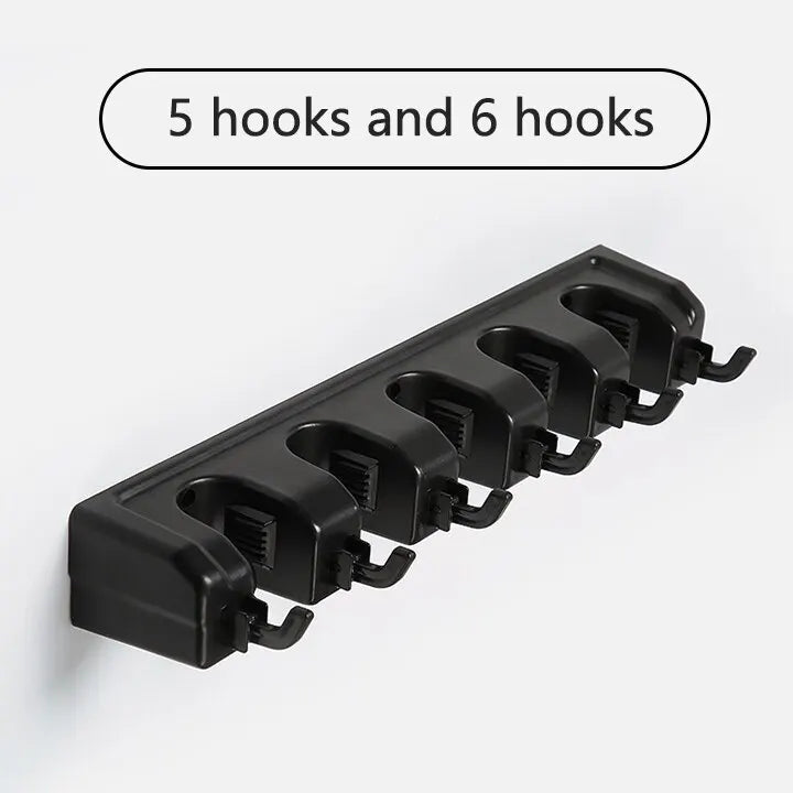 Multifunktionaler wandmontierter Mopphalter mit 3-5 Positionen – platzsparend - robust