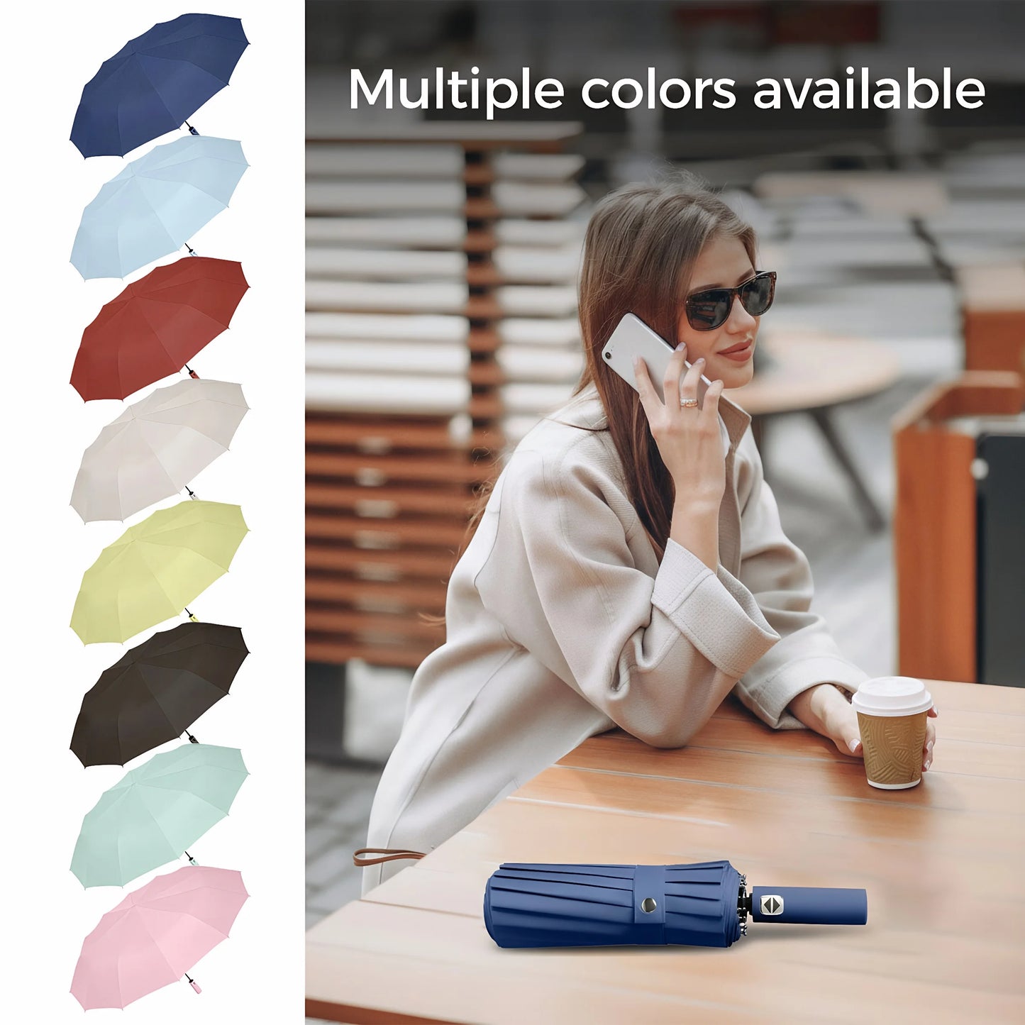 Automatischer 12-Knochen Doppelschirm mit großem Nylon-Schirm und stabilem Rahmen