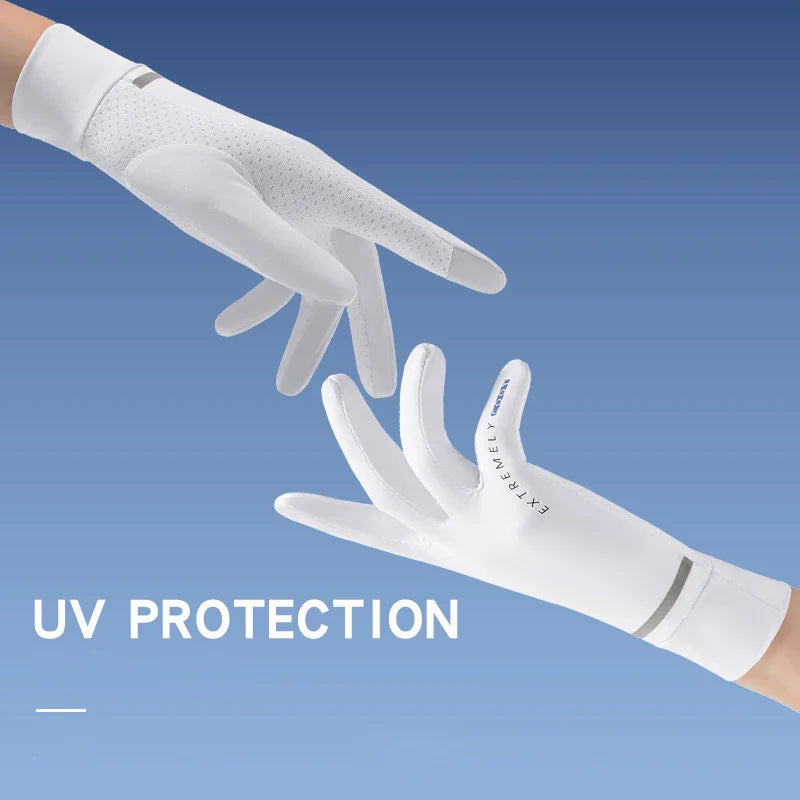 Sommerliche Eis-Seide Handschuhe mit Sonnenschutz – dünn, kühl - touchscreenfähig