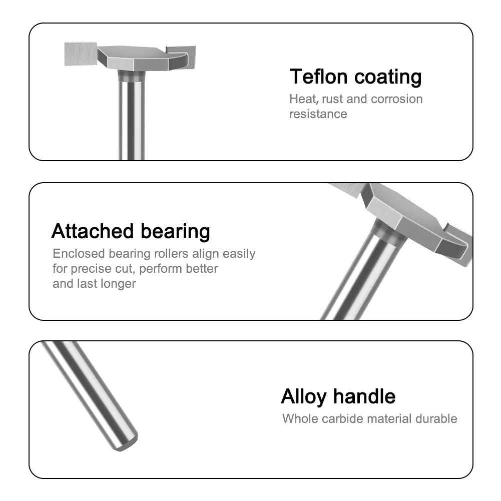 Wolframlegierung T-Cutter Router Bit 6mm 12mm Schaft Fräskopf für Holz