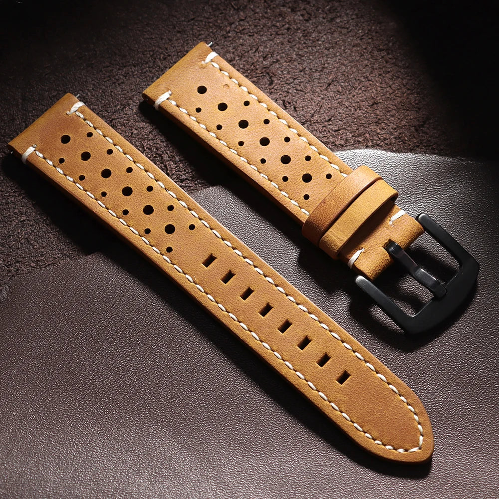 Vintage handgefertigtes Uhrenarmband aus Leder in 18 bis 24 Milli