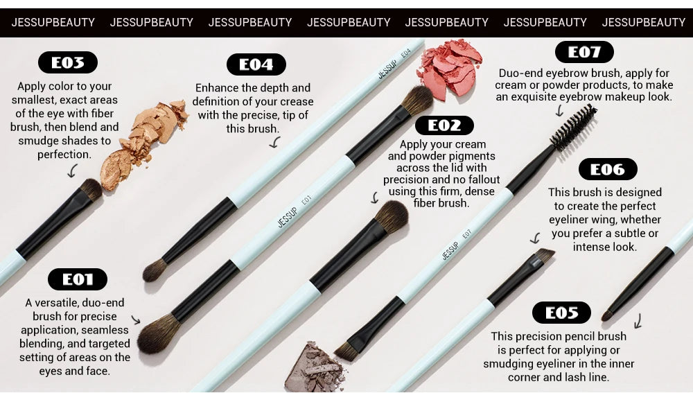 Jessup Make-up-Pinsel-Set für präzises Schminken-Yabubest - Home & More