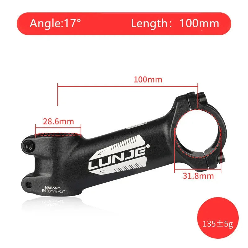 Ultraleichter Fahrradvorbau 17 Grad Aluminiumlegierung 31,8 mm MTB Rennrad