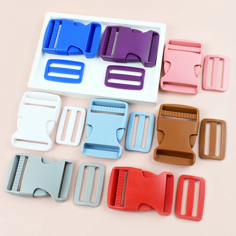 38mm Kunststoff Set: Schnellverschluss Schnallen & Tri-Glide für Rucksack Gürtel