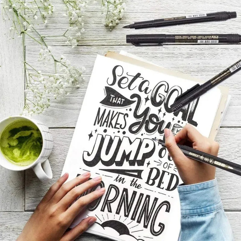 4-teiliges Kalligraphie Stift Pinsel Marker Set mit weicher harter Spitze