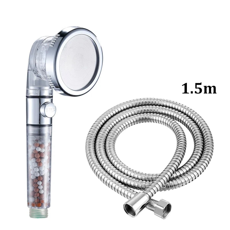 3-Modus Wassersparender Handbrause Kopf mit Negativ-Ionen Filter und Wasserstopp