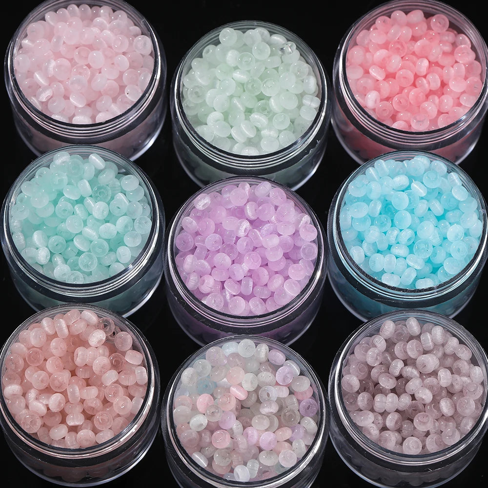 Bunte 4mm Glas Katzenaugen Rocailles Perlen für DIY Schmuck