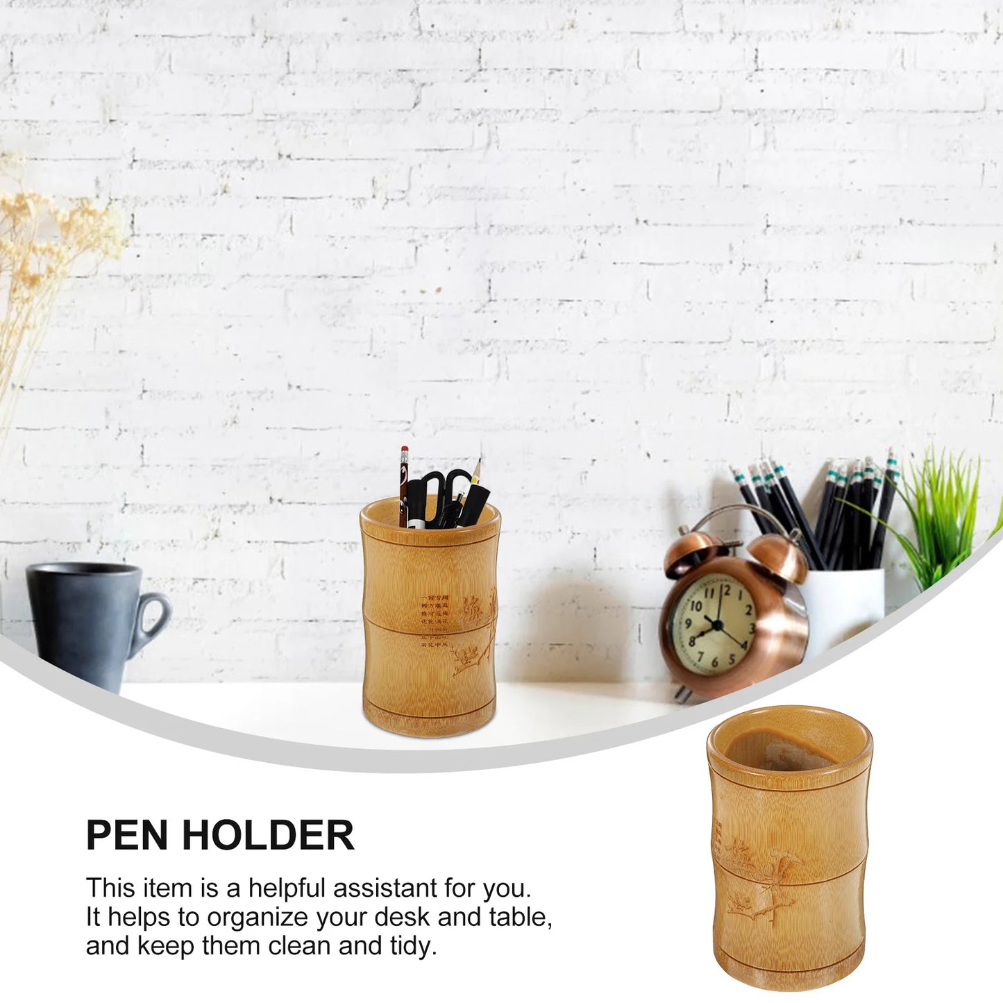 Bambus Stifthalter Schreibtisch Organizer Behälter für Büro und Make-up