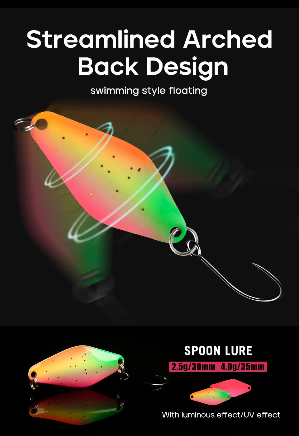 LETOYO UV Leuchtender Löffel Köder Rhombus 2,5g bis 4g für Forelle und Barsch-Yabubest - Home & More