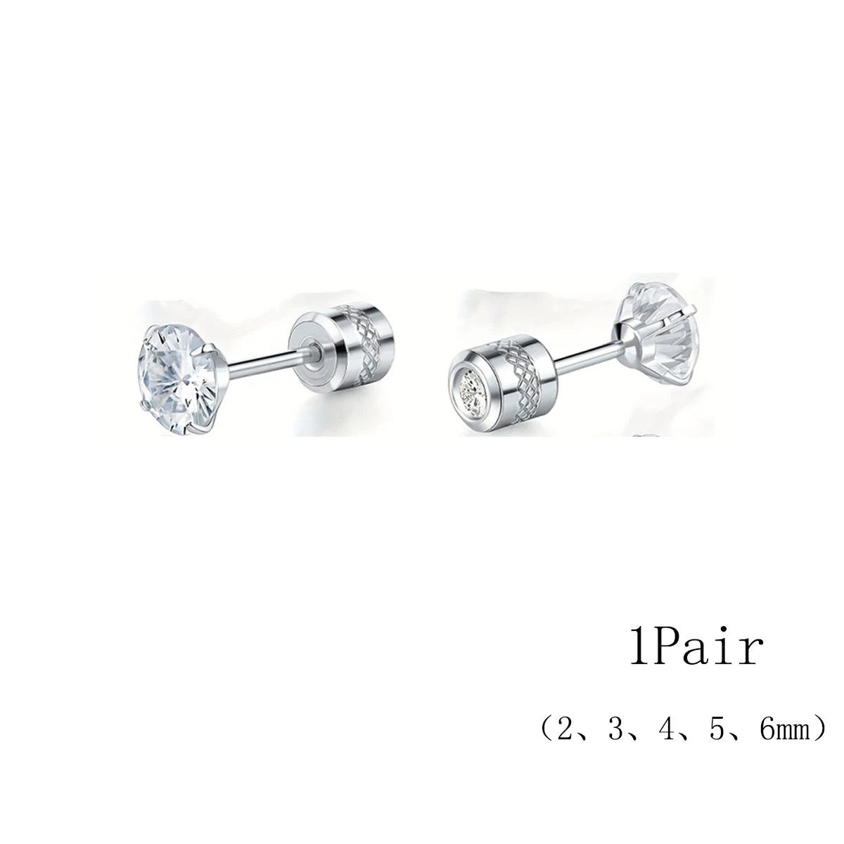 2er Set Edelstahl Ohrstecker mit kubischen Zirkonia Muster