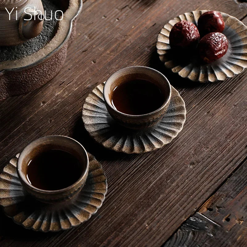 Japanische Steinzeug Tasse mit Keramik Untersetzer und Isolierung