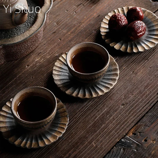 Japanische Steinzeug Tasse mit Keramik Untersetzer und Isolierung