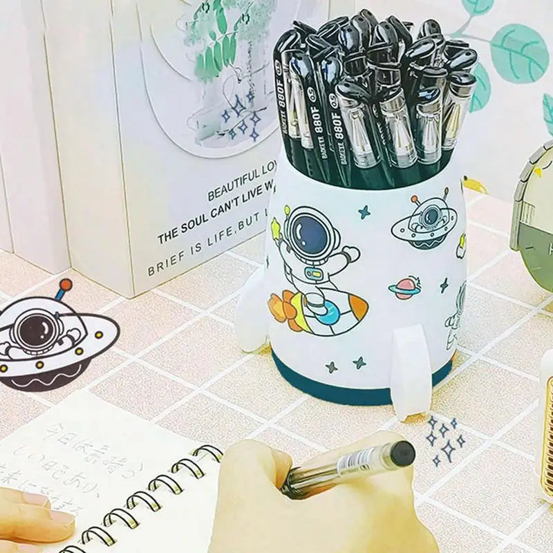 Raketenförmiger Stifthalter mit hoher Kapazität und Astronaut Aufkleber