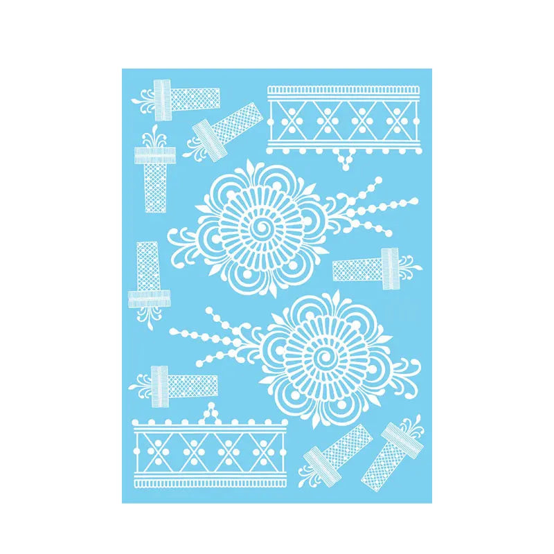 Weiße Henna Temporäre Tattoos für Frauen Hand Mehndi Party Körperkunst