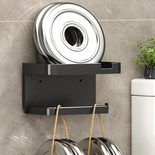 Platzsparender Kunststoff-WC-Papierhalter mit Ablage in Weiß, Grau, Schwarz