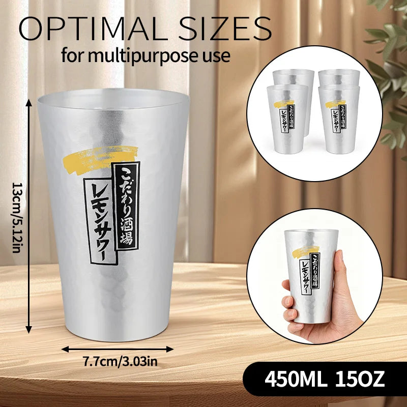 Leichter Aluminium Bierkrug 450 ml Wiederverwendbarer Trinkbecher