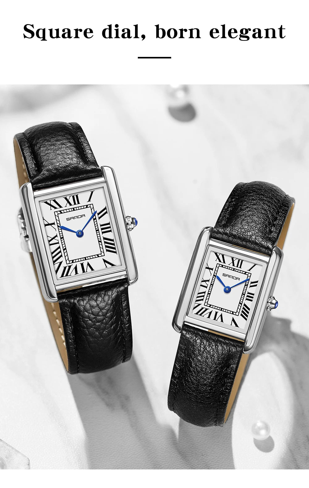 Elegante Herren Quarzuhr mit Lederband und römischem Zifferblatt