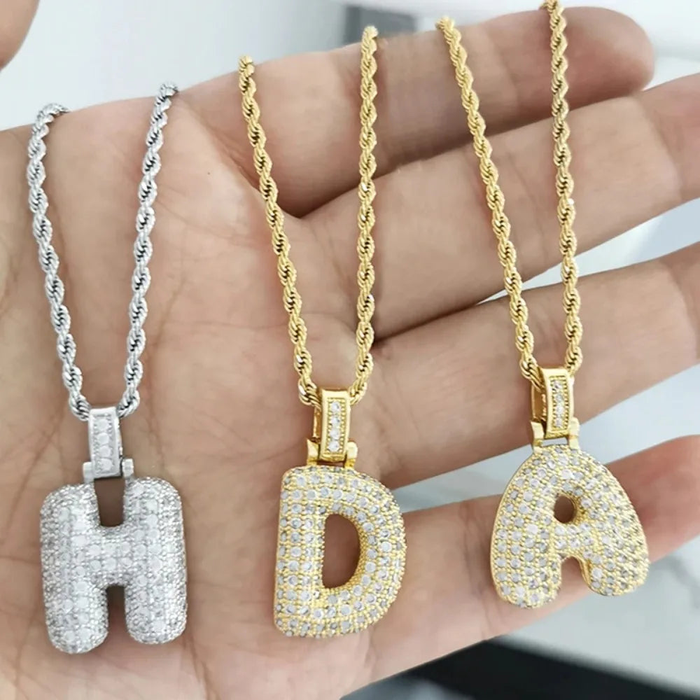 Initial Buchstaben Halskette aus Edelstahl Kupfer mit Zirkonia Damen