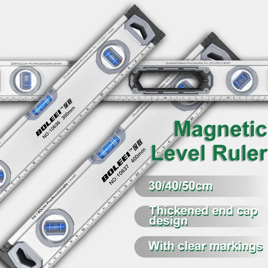 Hochpräzise Wasserwaage 30/40/50cm – 3-in-1 Magnet Winkelmesser Alu Guss