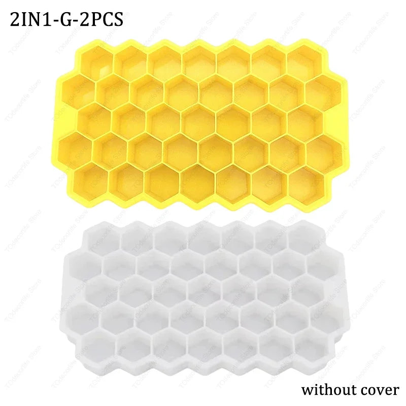 Premium Silikon Eiswürfelformen mit Deckel – Sechseckig, Wiederverwendbar