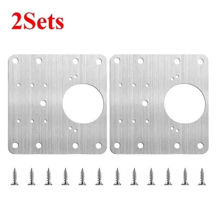 Edelstahl Scharnierreparaturplatte 9x9cm für Möbel - Küchenschränke
