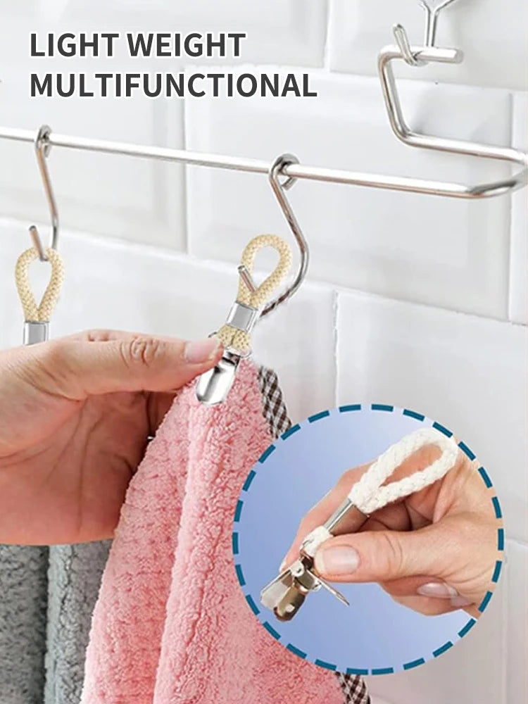 Praktische 4er-Set Handtuchhalter mit Metallhaken und Baumwollschleife