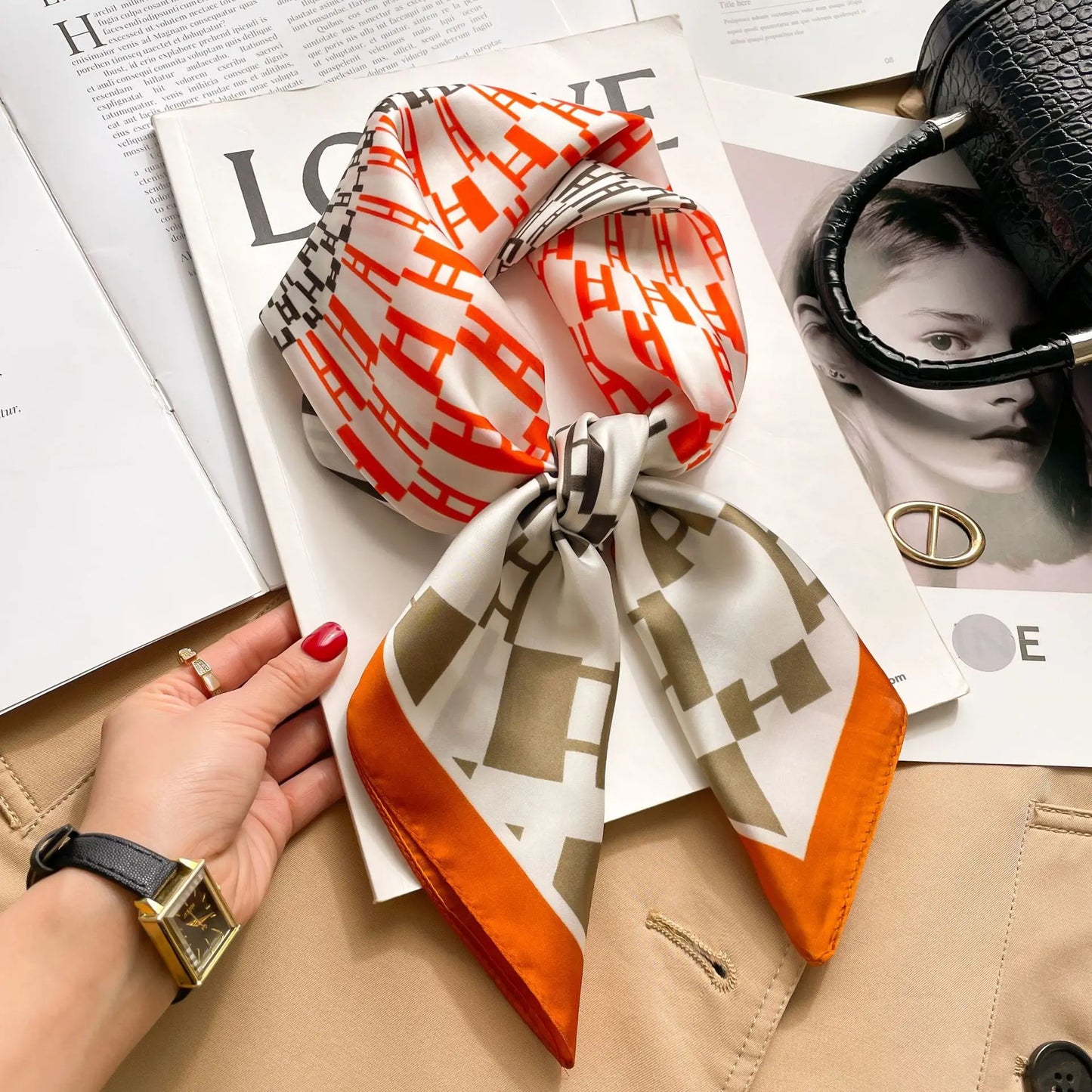 Modischer Hahnentritt Quadratschal für Damen – vielseitig tragbar