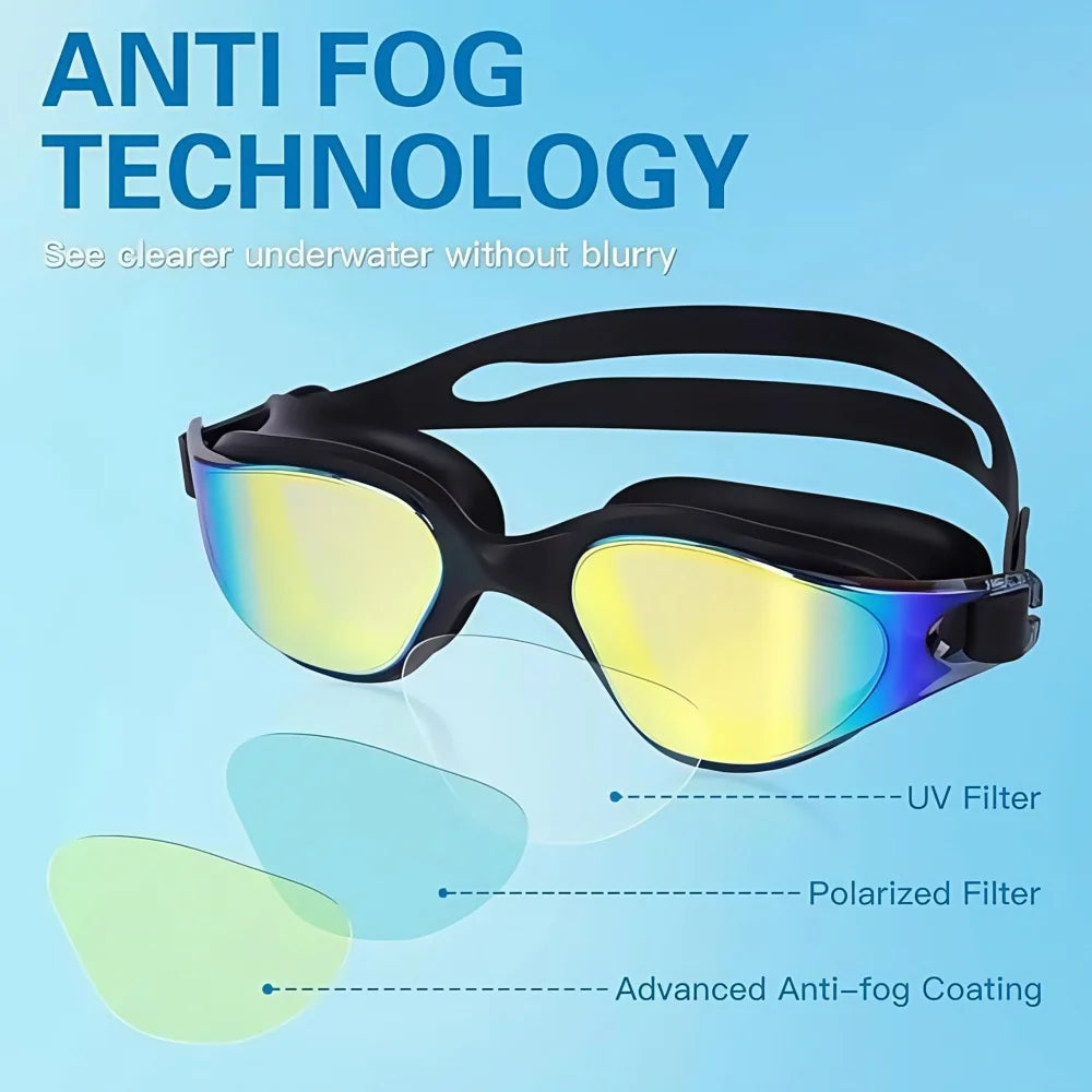 Professionelle Schwimmbrille mit Silikonrahmen und UV-Schutz für Erwachsene
